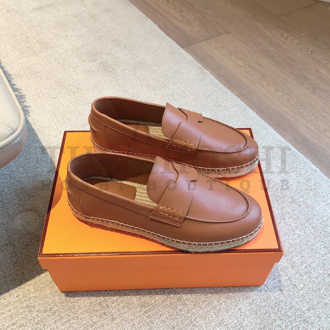 H**me5 Eclair Loafers Black Leather Espadrille Sole 2024 Collection Master Quality