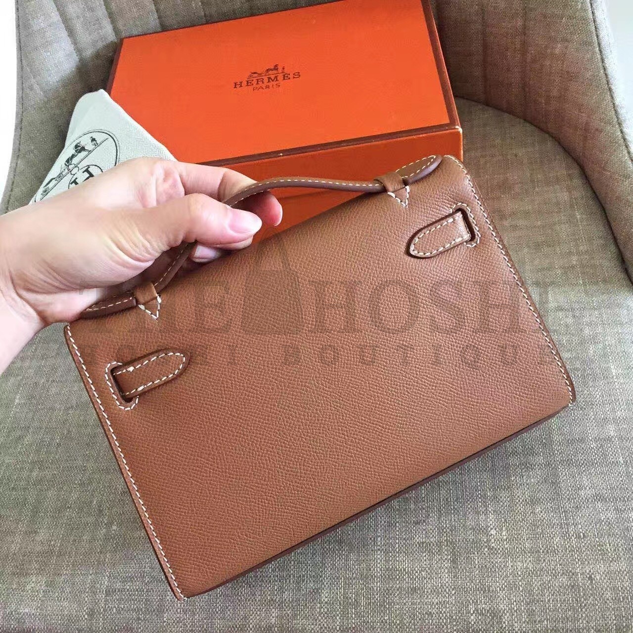 H**me5 Brown Kelly Pochette Epsom Handmade Bag Master Quality