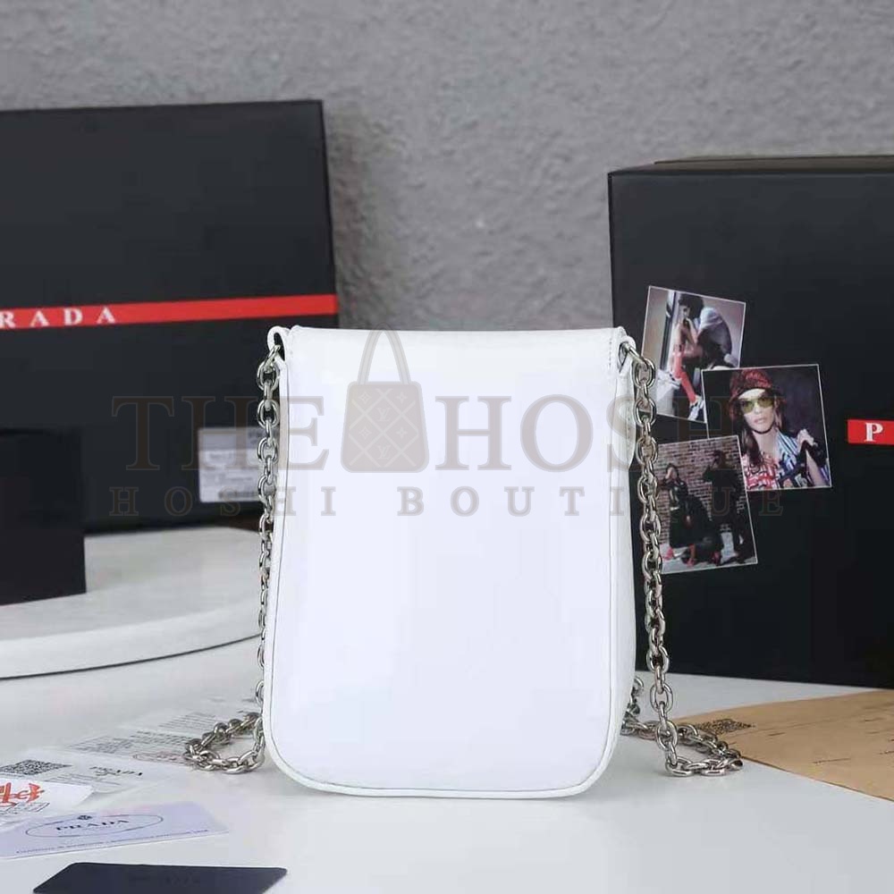 Pra*a Women Brushed Leather Mini-Bag-White Master Quality