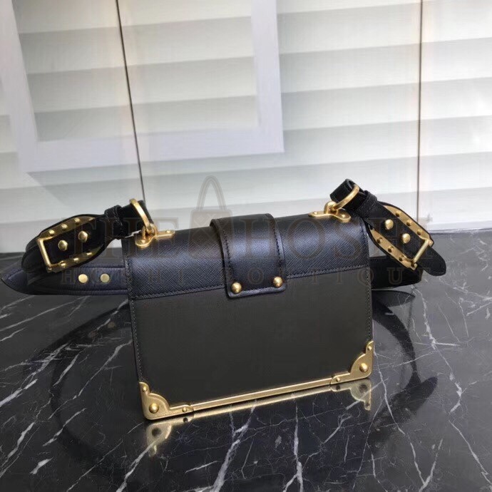 Pra*a Cahier Shoulder Bag In Green/Black Leather Master Quality