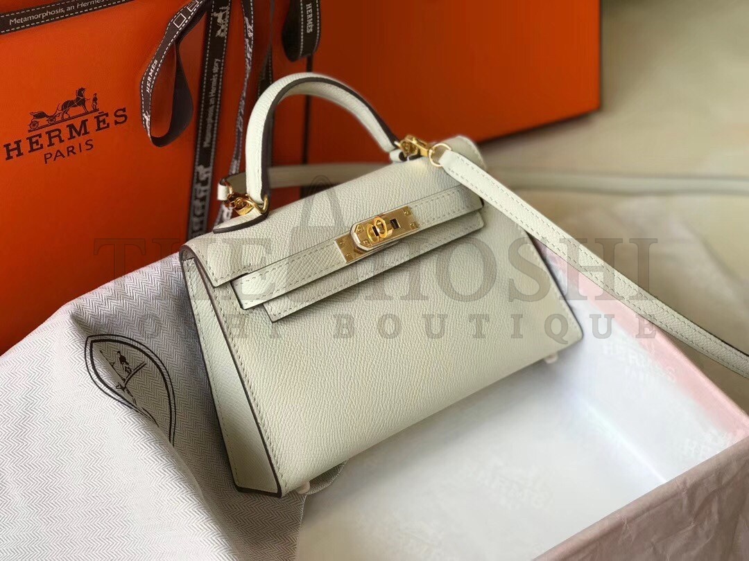 H**me5 Kelly Mini II Bag In White Epsom Leather Master Quality