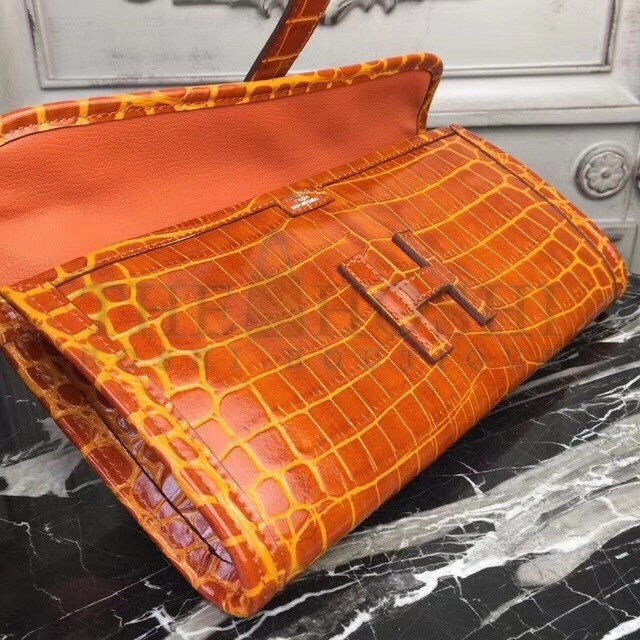 H**me5 Jige Elan 29 Clutch In Orange Crocodile Leather Master Quality