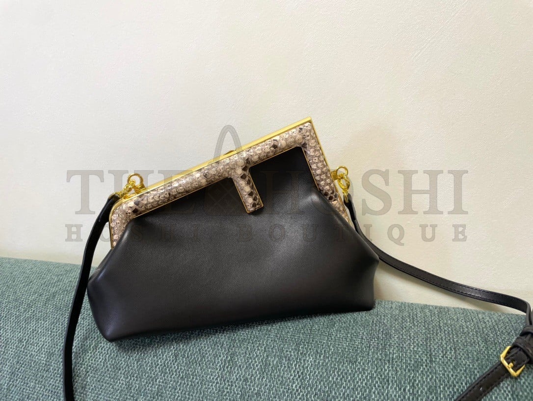 F**di First Small Bag In Black Nappa Leather with Python F Master Quality