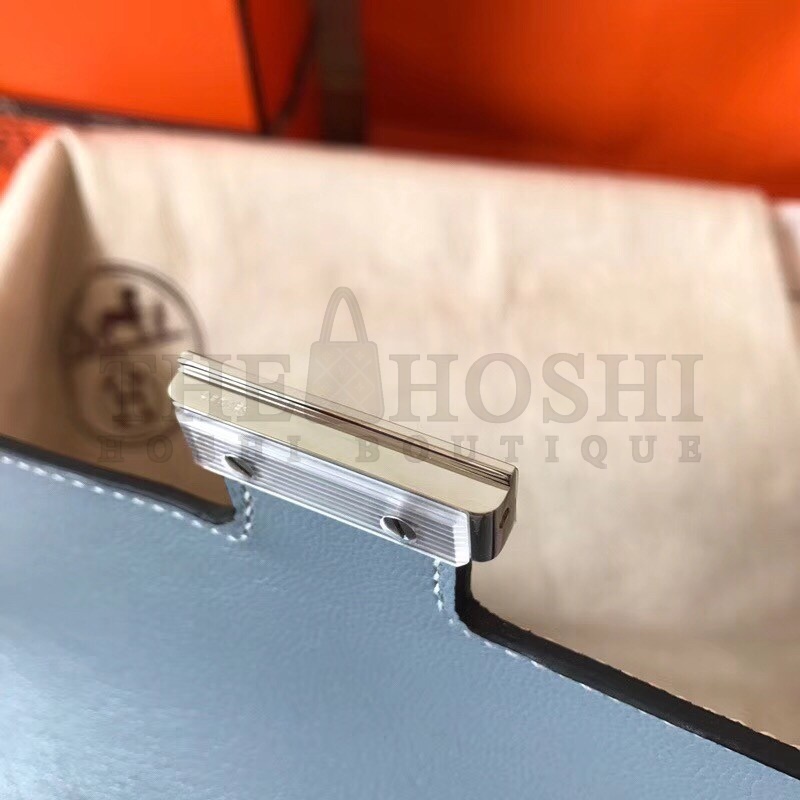 H**me5 Mini Constance 18cm Epsom Blue Lin Bag Master Quality