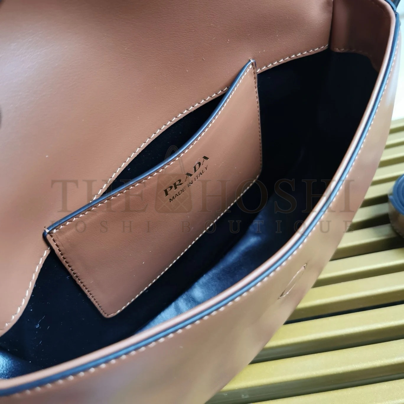 Pra*a Arque Shoulder Bag with Flap in Brown Leather Master Quality