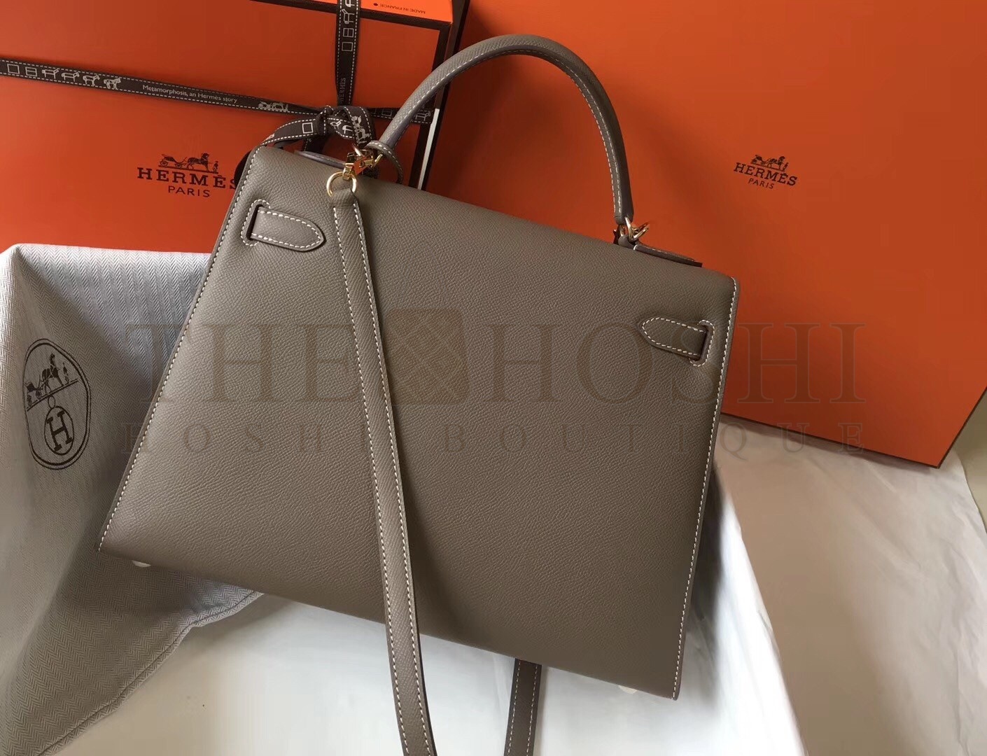 H**me5 Taupe Epsom Kelly 32cm Sellier Bag Master Quality