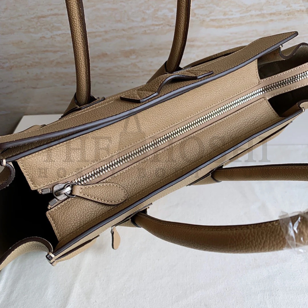 Ce1i*e Mini Luggage Tote Bag In Dune Drummed Calfskin Master Quality