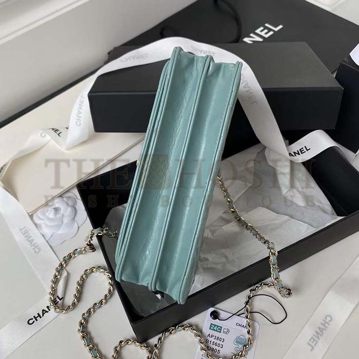 Ch**el Women CC Small Flap Bag Top Handle Pearly Lambskin Light Green Master Quality