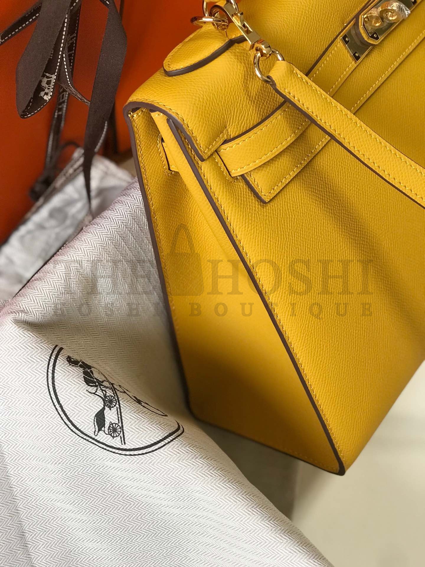 H**me5 Kelly 32cm Sellier Bag in Yellow Epsom Calfskin GHW Master Quality