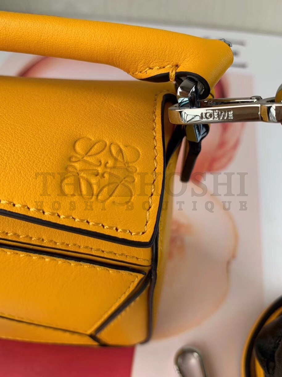 L0ew* Mini Puzzle Bag In Yellow Calfskin Leather Master Quality