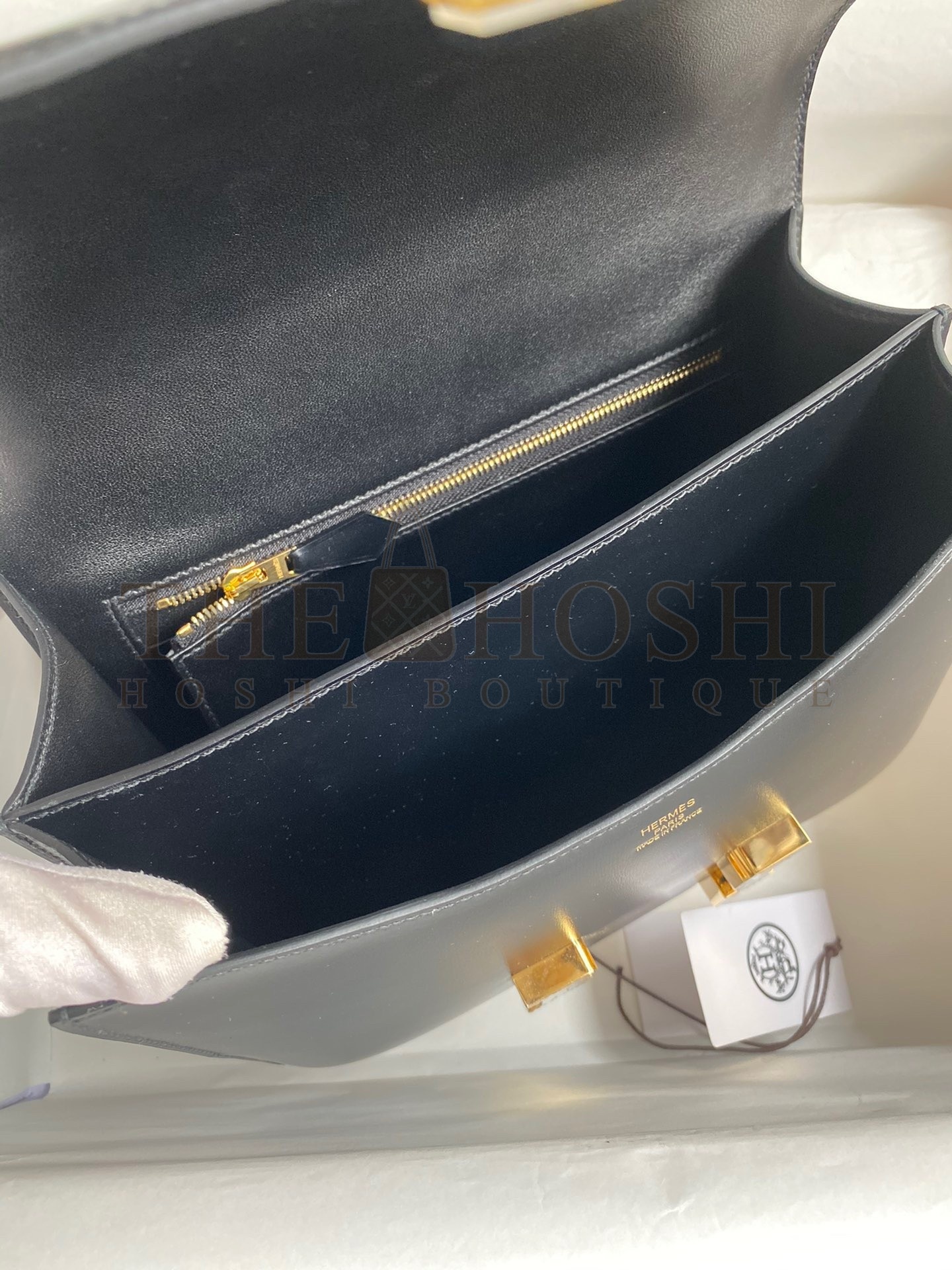 H**me5 Constance  Handmade Bag In Black Box Calfskin Master Quality