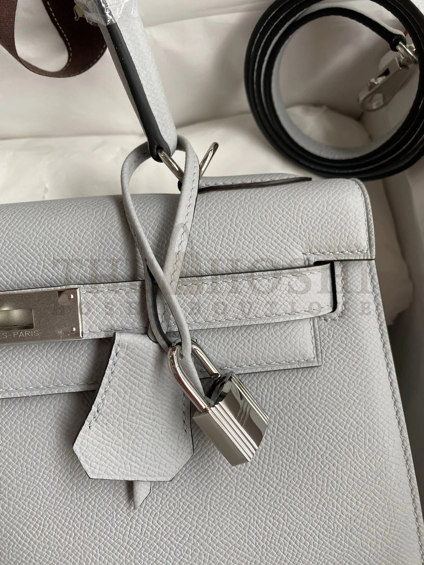 H**me5 Kelly Sellier 32 Handmade Bag in Blue Glacier Epsom Calfskin Master Quality