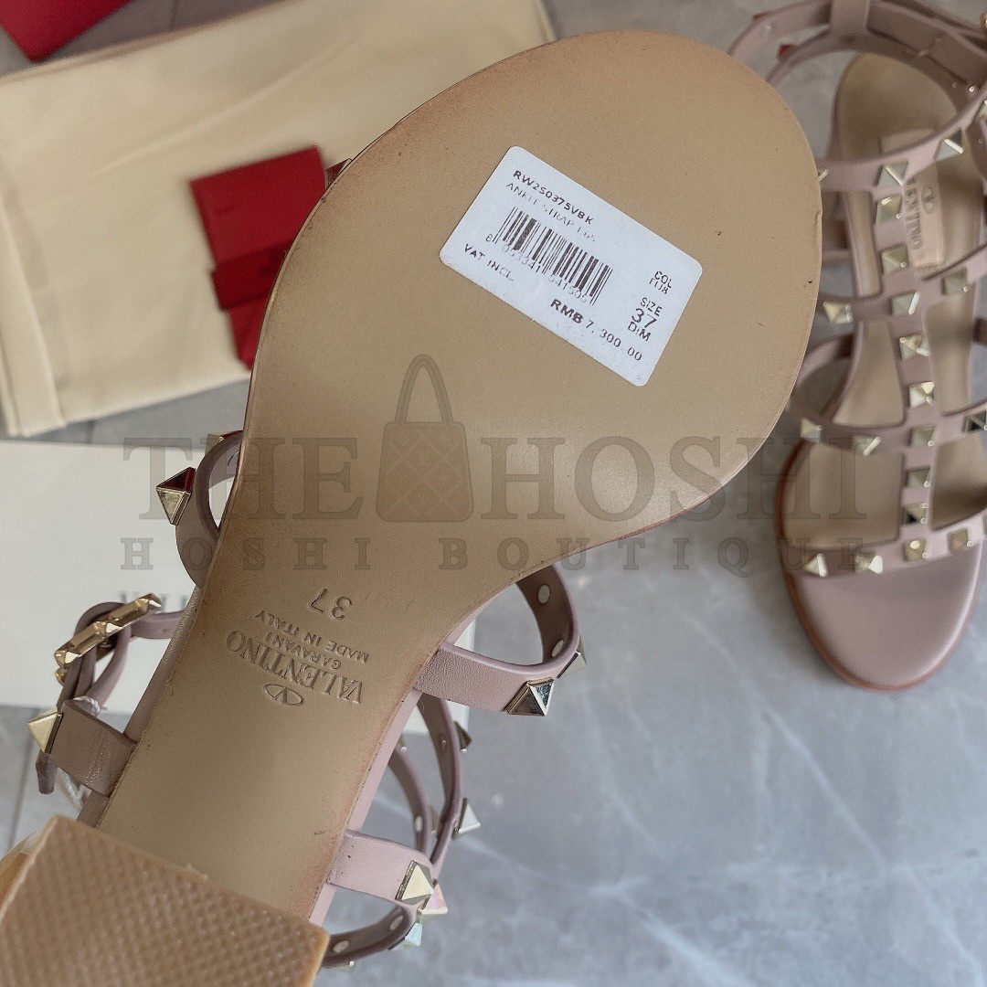 Va1e*ntin0 Rockstud Ankle Strap Sandals 90mm In Poudre Calfskin Master Quality