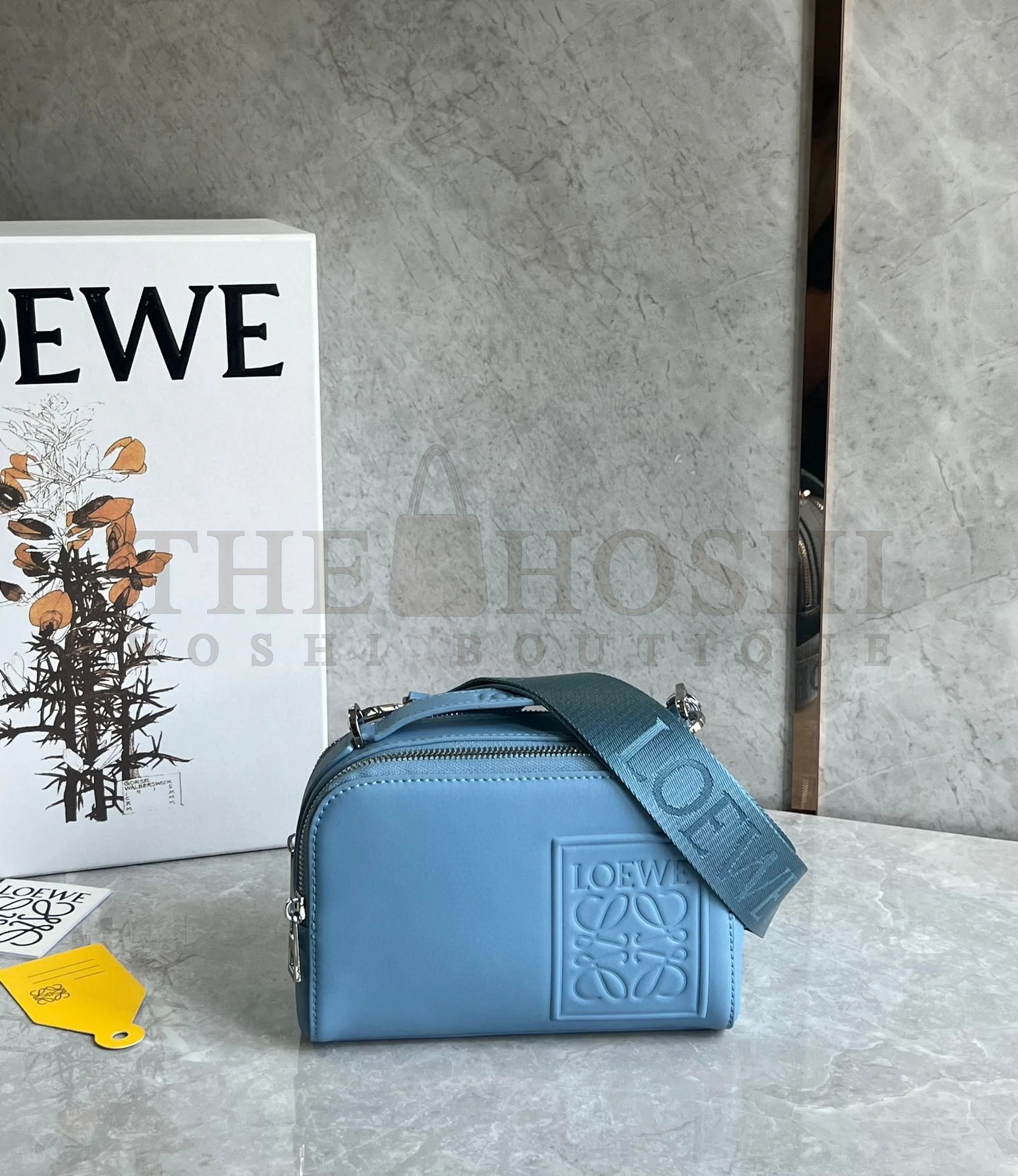 L0ew* Mini Camera Crossbody Bag in Blue Calfskin Master Quality
