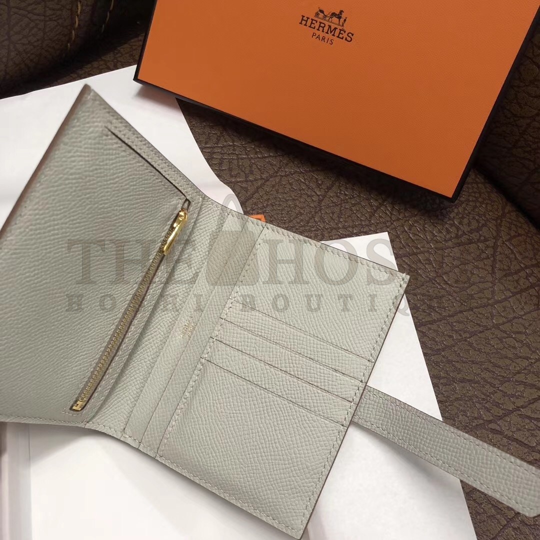 H**me5 Bearn Compact Wallet In Pearl Grey Epsom Leather Master Quality