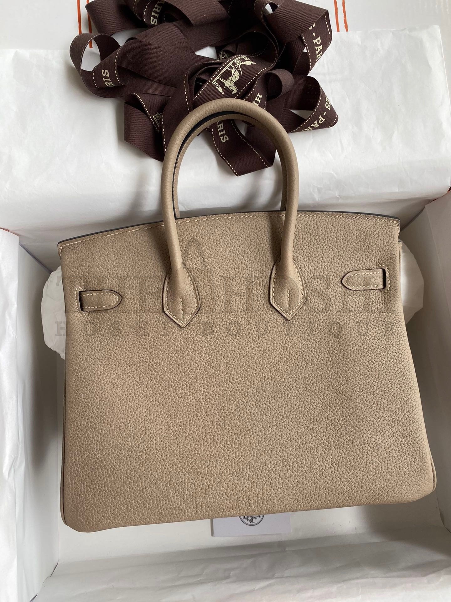 H**me5 Birkin 25 Retourne Handmade Bag In Gris Tourterelle Clemence Leather Master Quality