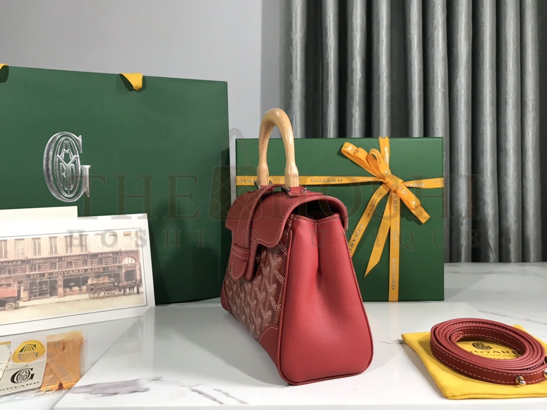 G09ard Mini Saigon Bag Red Leather Wooden Handle 20x14.5x9cm Master Quality