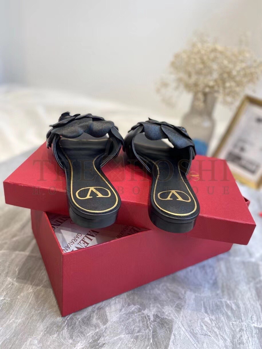 Va1e*ntin0 Atelier Shoes 03 Rose Edition Slides Sandals Black Master Quality