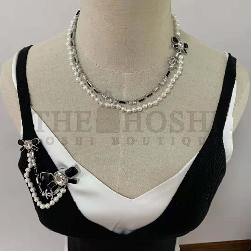 Ch**el Women Necklace in Metal Glass Pearls and Strass Master Quality