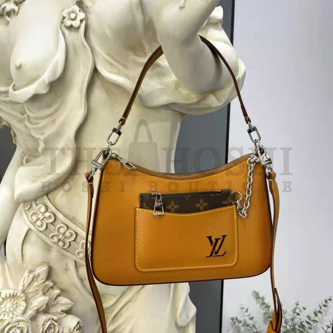 L0vis Vvtt0n LV Women Marelle Handbag Honey Gold Epi Grained Cowhide Leather Canvas Master Quality