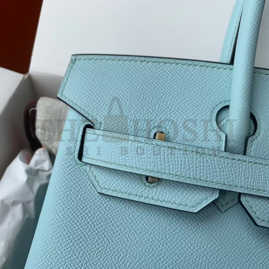 H**me5 Birkin 35 Retourne Handmade Bag In Blue Atoll Epsom Calfskin Master Quality