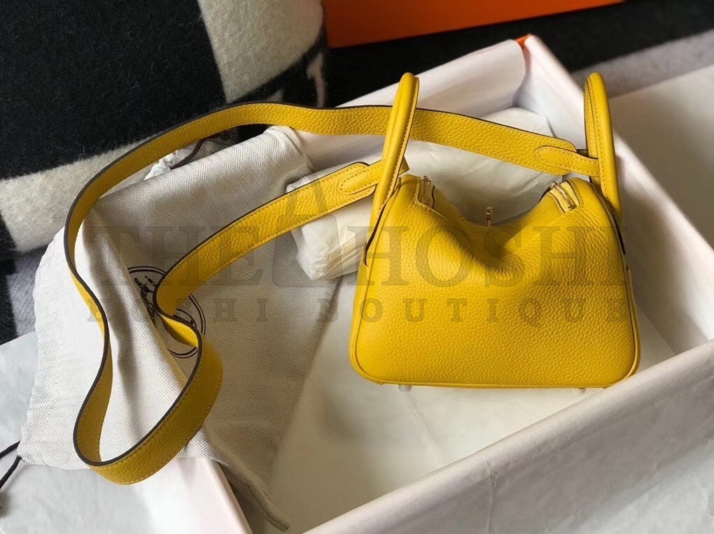 H**me5 Mini Lindy Bag In Yellow Clemence Leather Master Quality
