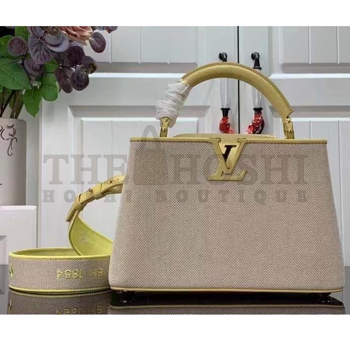 L0vis Vvtt0n LV Women Capucines BB Handbag Yellow Taurillon Leather Canvas Master Quality