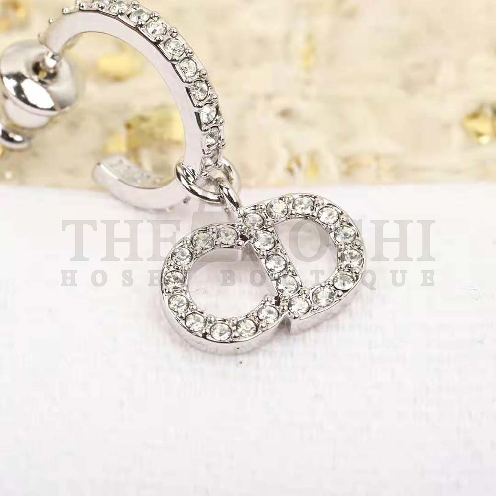 D10r Women Clair D Lune Earrings Silver-Finish Metal and Silver-Tone Crystals Master Quality