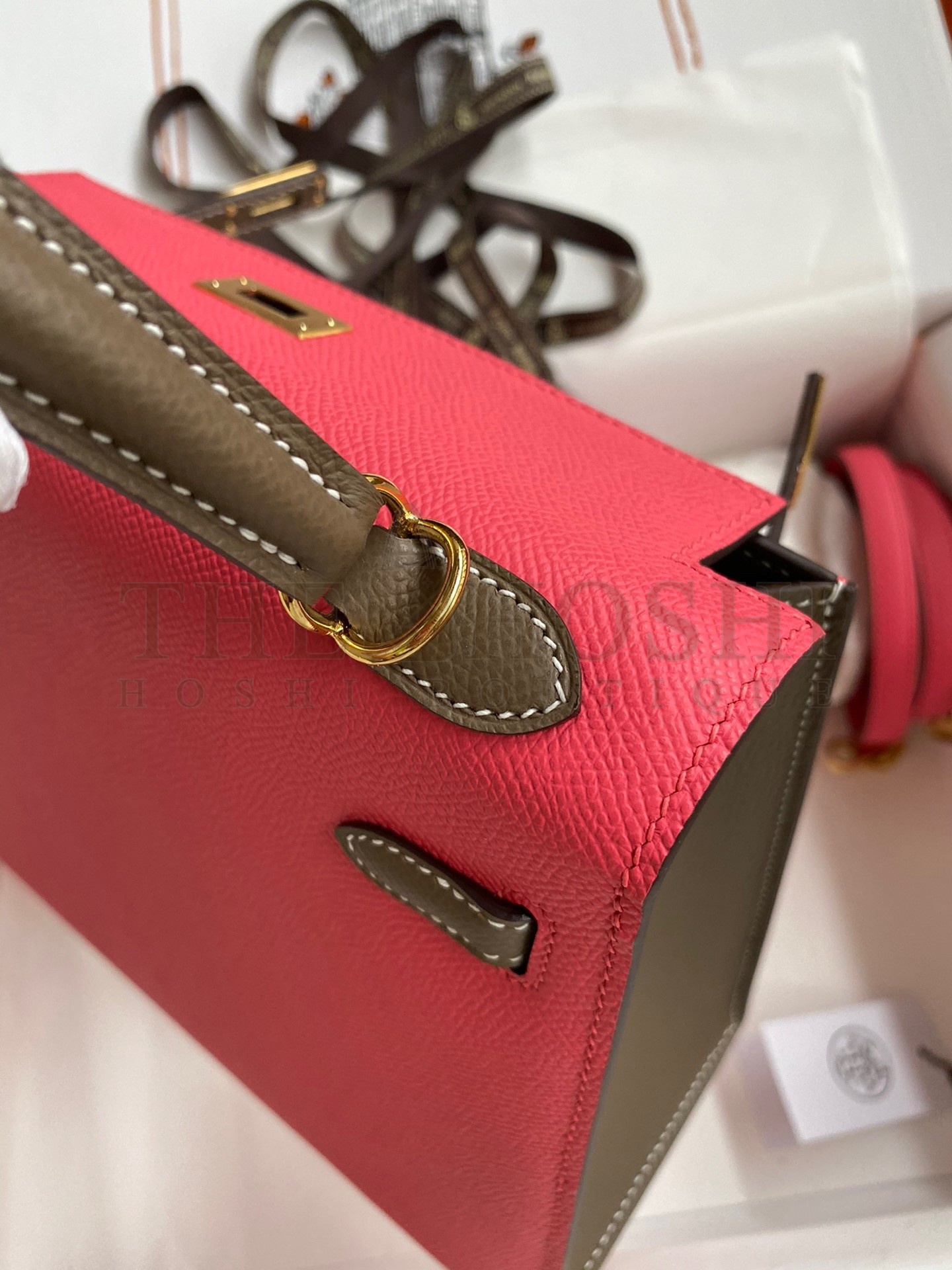 H**me5 Kelly Sellier 25 Bicolor Bag in Rose Extremea nd Taupe Epsom Calfskin Master Quality