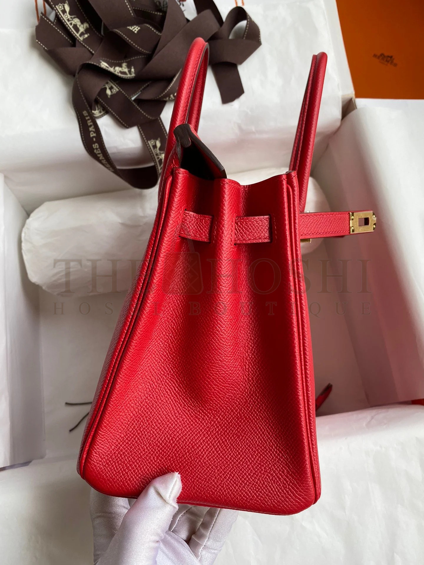 H**me5 Birkin 25 Retourne Handmade Bag In Red Epsom Calfskin Master Quality
