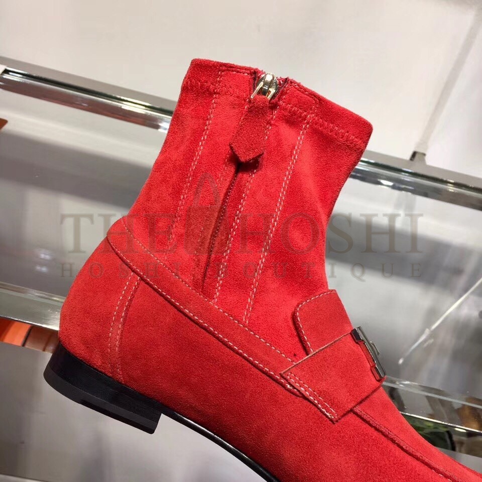 H**me5 Red Suede Saint Honore Ankle Boots Master Quality