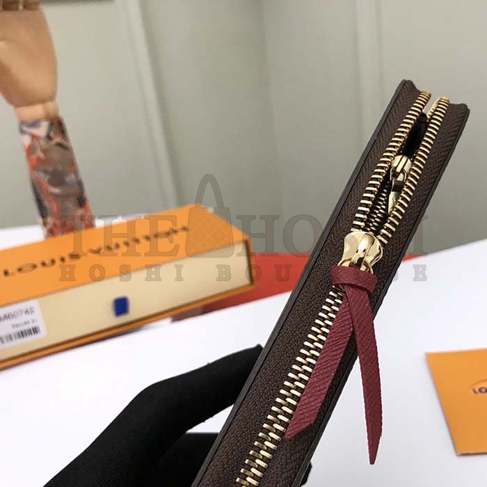 L0vis Vvtt0n LV Unisex Clémence Wallet Brown Red Damier Ebene Coated Canvas Master Quality