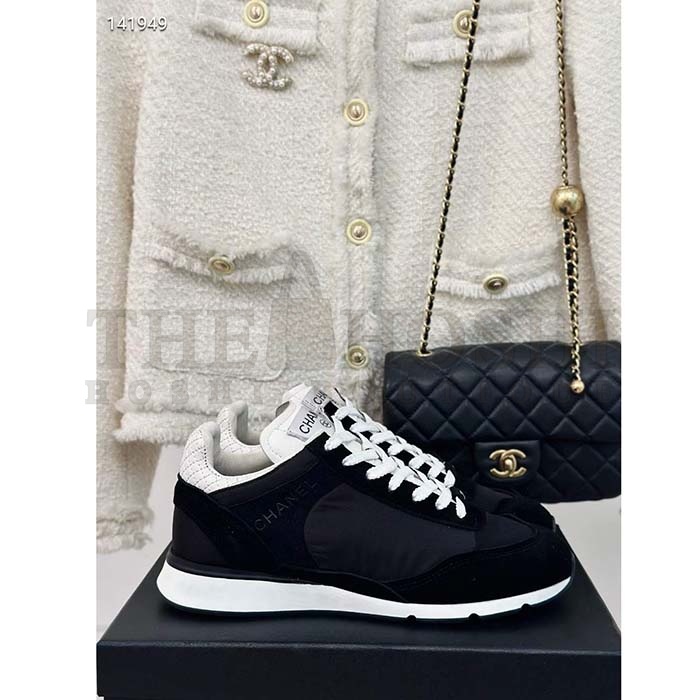 Ch**el Women CC Sneakers Fabric Suede Kidskin Suede Calfskin Navy Black Master Quality