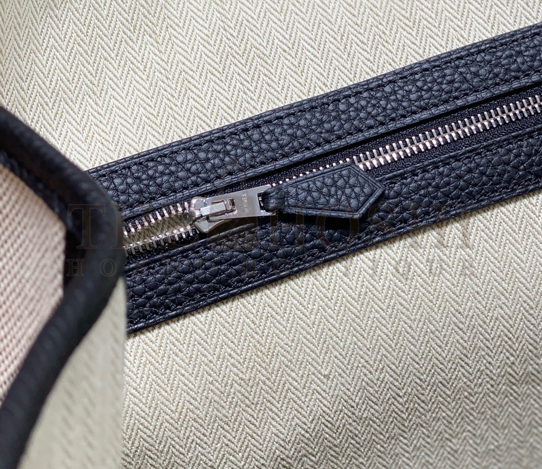 H**me5 Garden Party 36cm Bag in Toile and Black Leather Master Quality