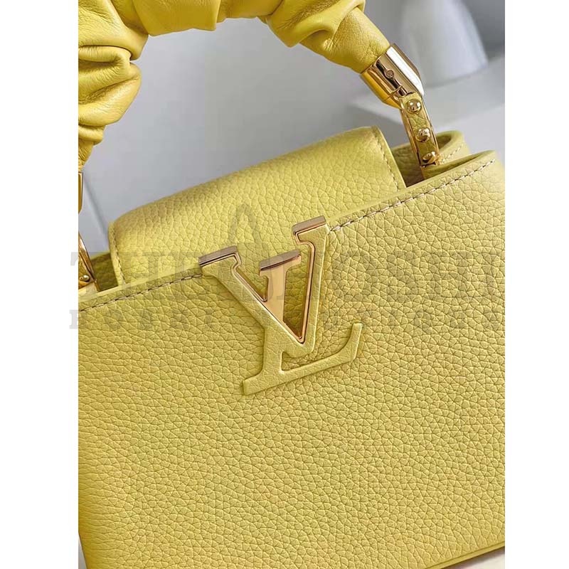 L0vis Vvtt0n LV Women Capucines Mini Handbag Yellow Taurillon Calfskin Master Quality