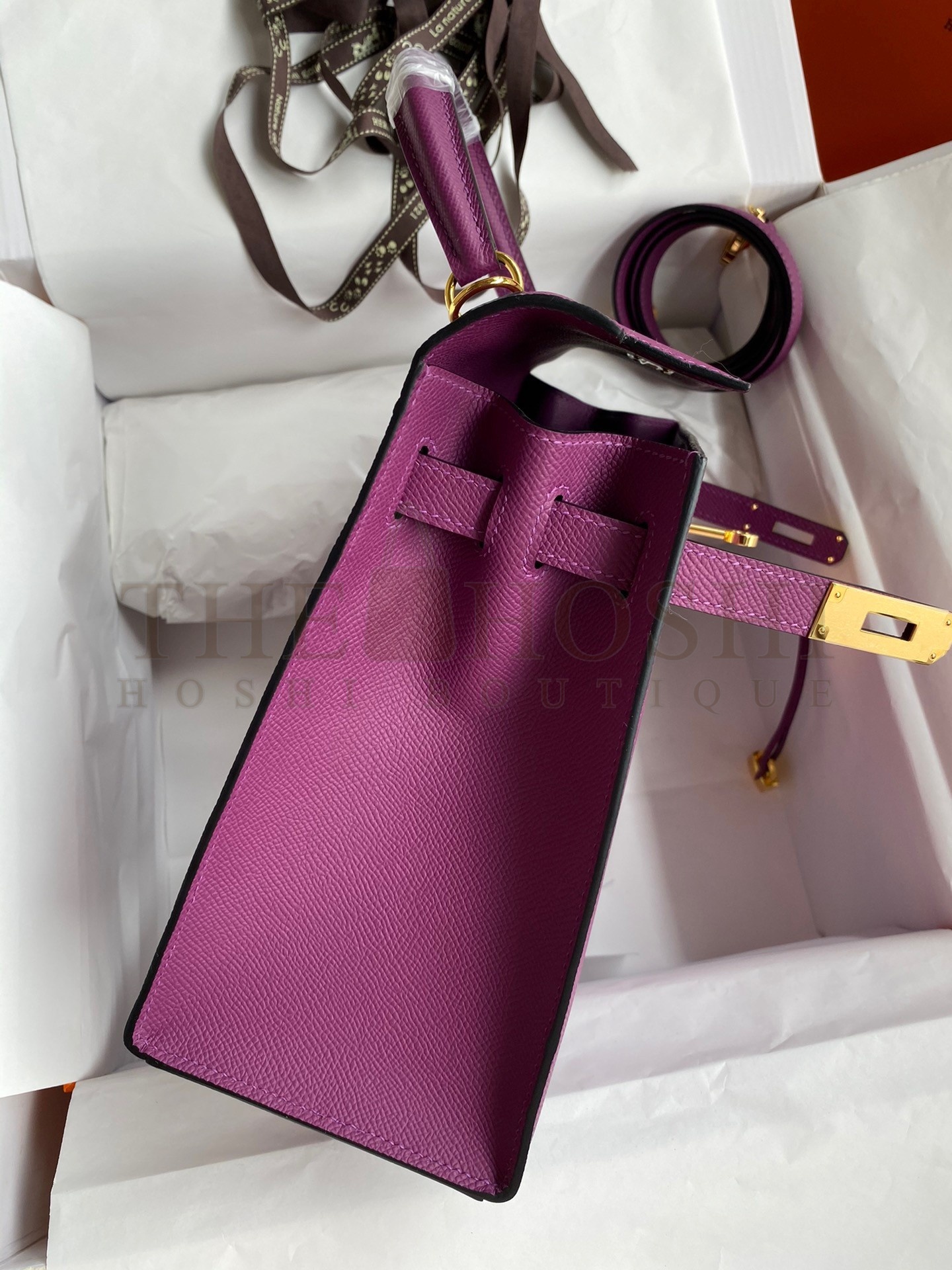 H**me5 Kelly Sellier 28 Handmade Bag In Anemone Epsom Calfskin Master Quality