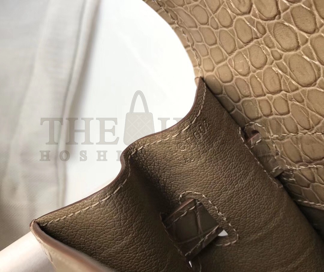 H**me5 Kelly 28cm Bag In Taupe Embossed Crocodile GHW Master Quality