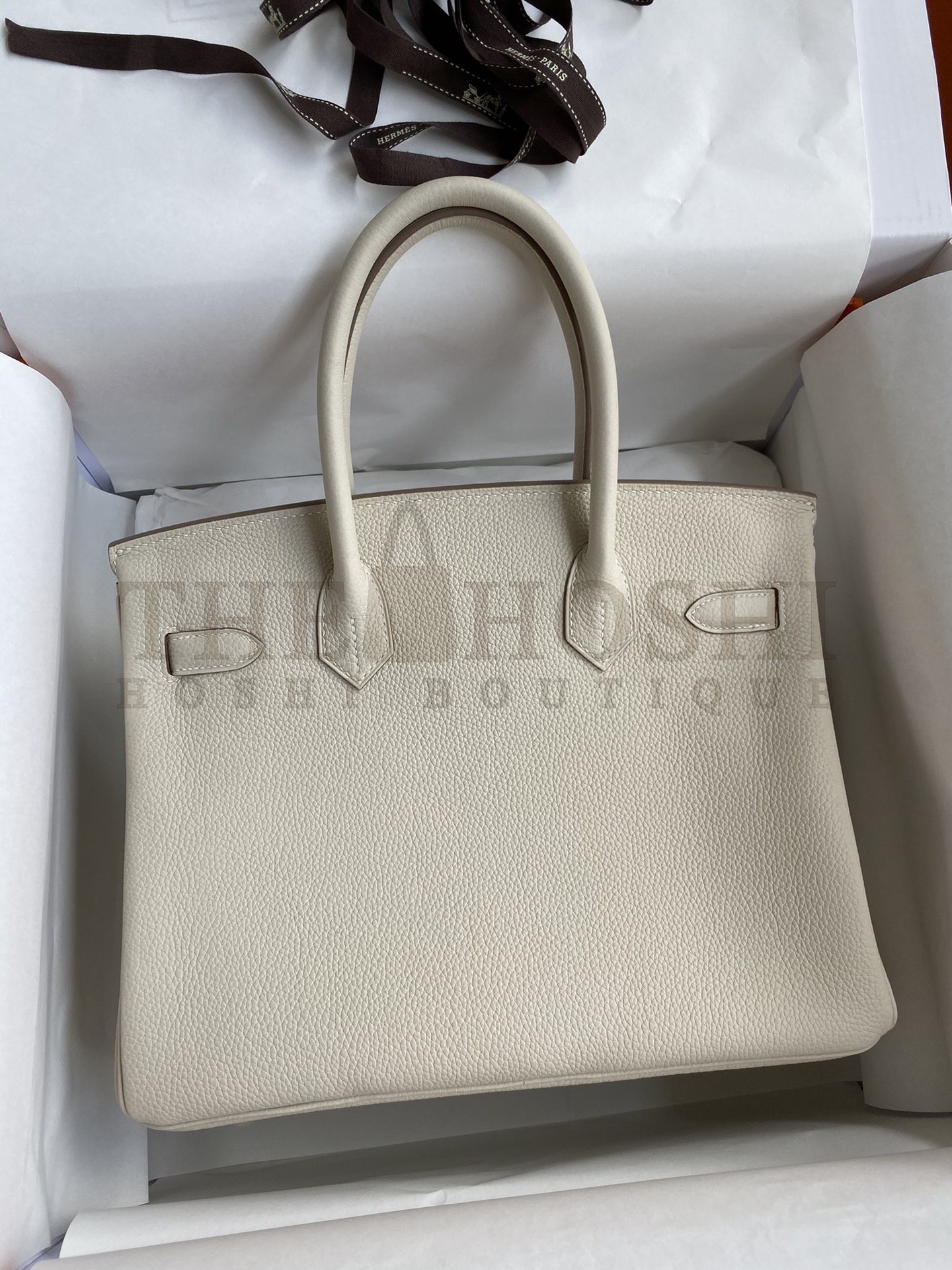 H**me5 Birkin 30 Retourne Handmade Bag In Craie Clemence Leather Master Quality