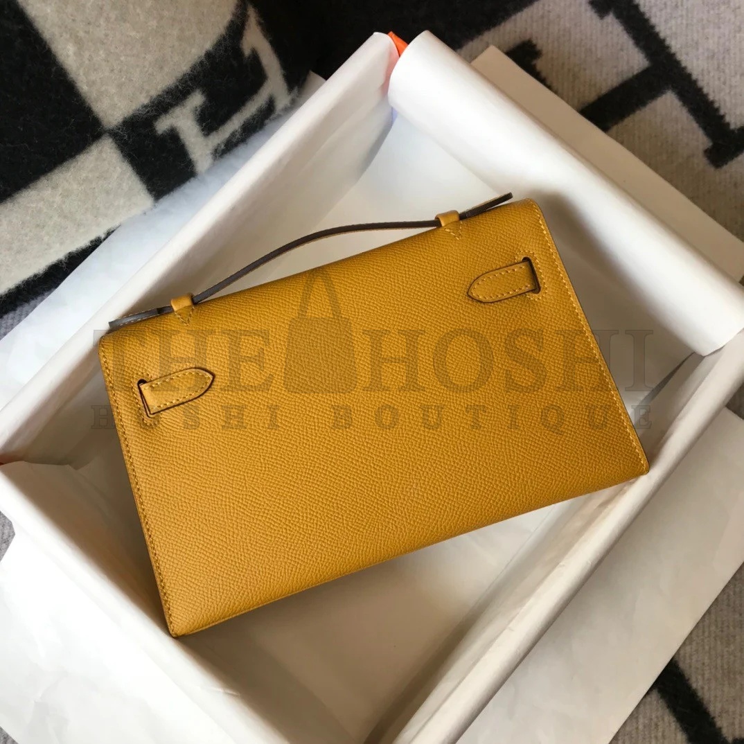 H**me5 Kelly Pochette Clutch Bag In Yellow Epsom Leather Master Quality
