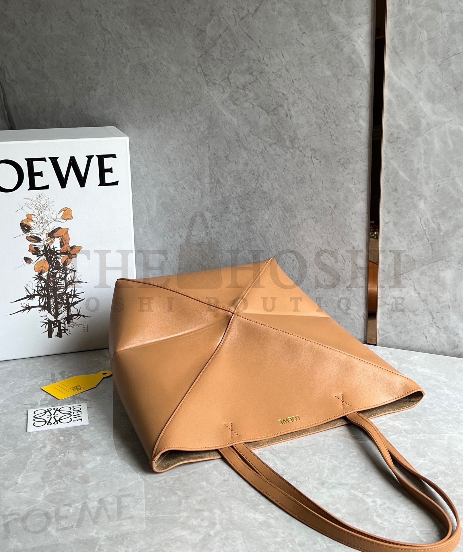 L0ew* Medium Puzzle Fold Tote Bag in Tan Calfskin Master Quality