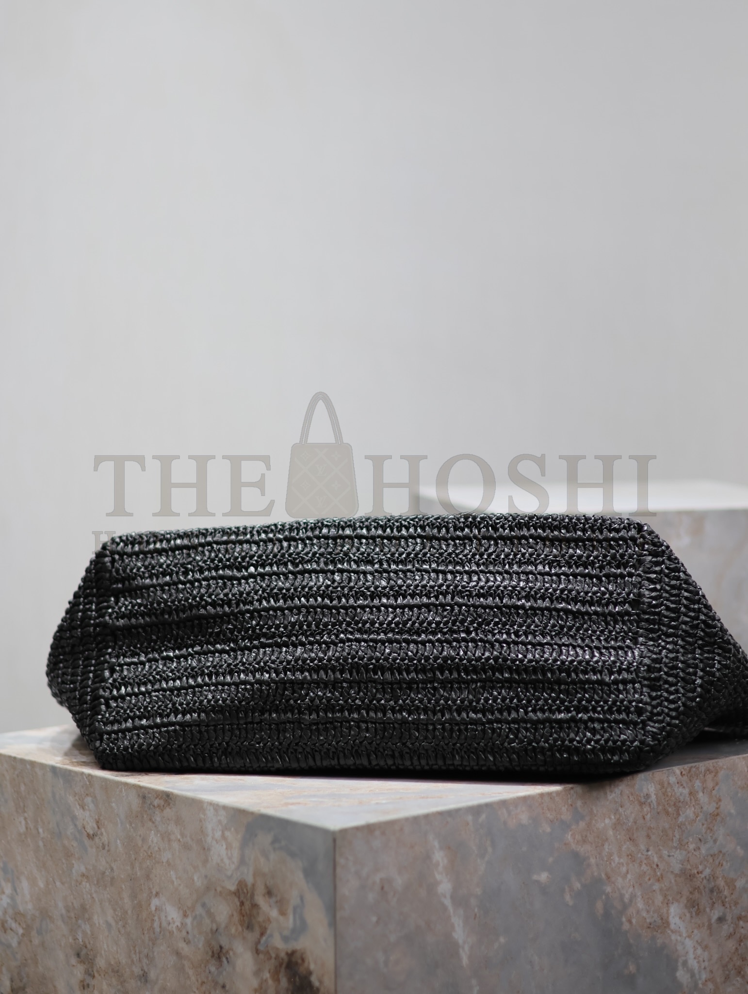 Sa1nt Lau*nt Handwoven Raffia Tote Bag Black 41cm Minimalist Chic Design Master Quality