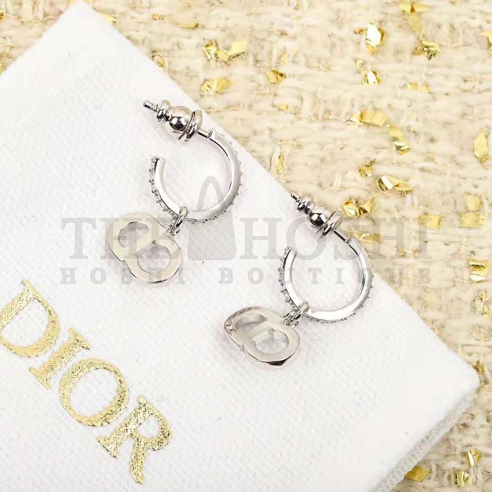 D10r Women Clair D Lune Earrings Silver-Finish Metal and Silver-Tone Crystals Master Quality