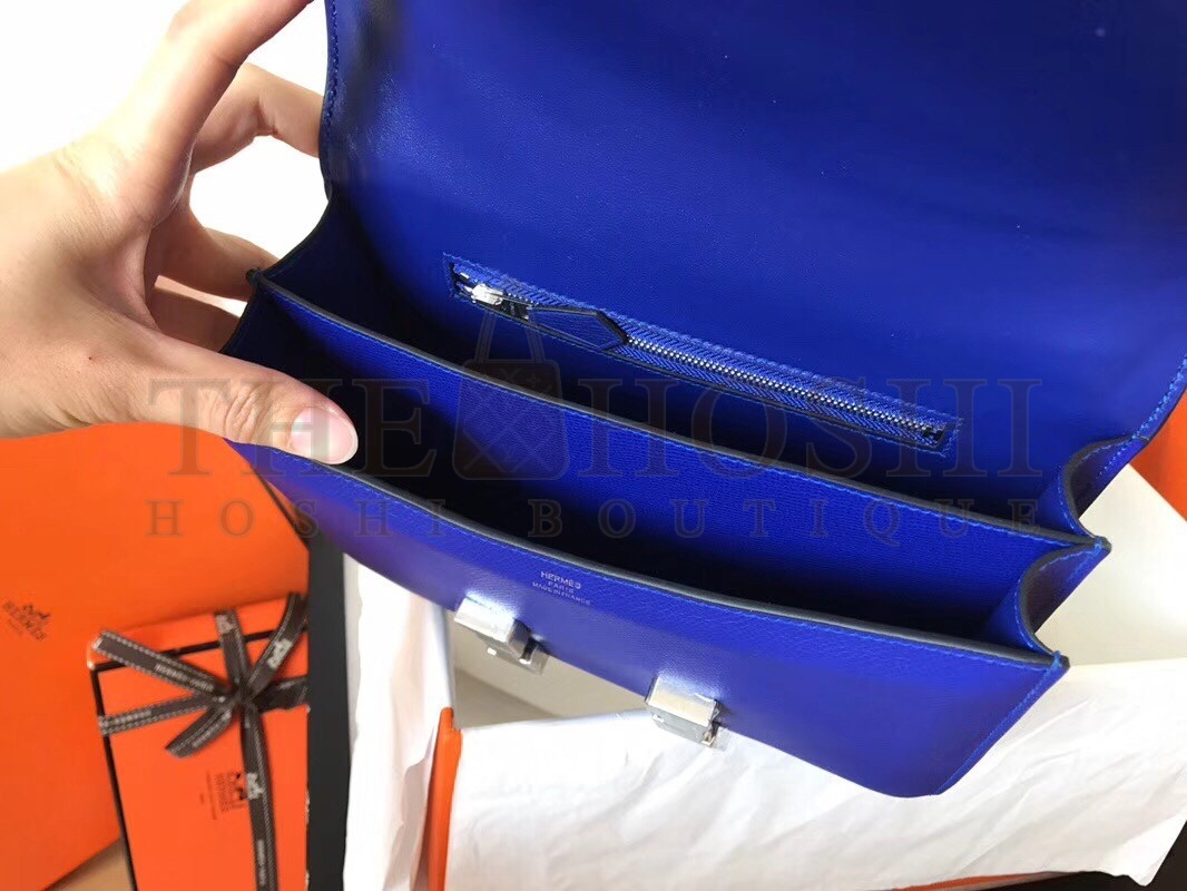 H**me5 Epsom Constance 24cm Blue Electric Handmade Bag Master Quality