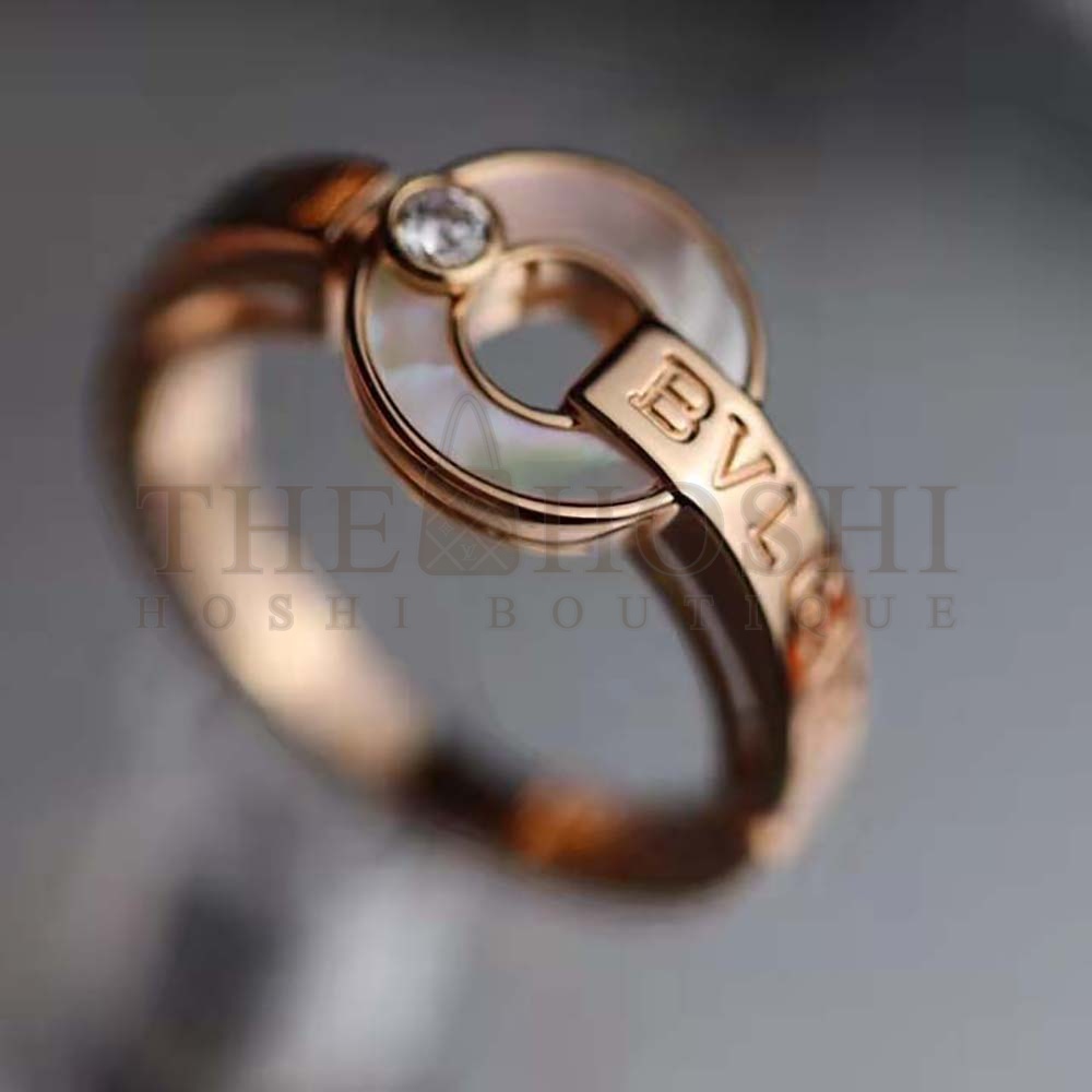 Bv1g*ai Women Openwork 18 KT Rose Gold Ring Master Quality
