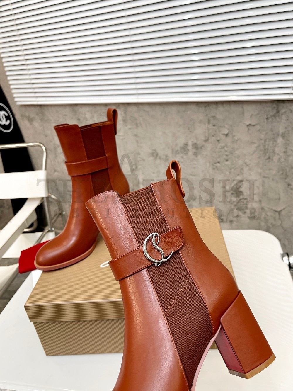 Chr1st1an Louboutin CL Chelsea Ankle Boots 70MM in Brown Leather Master Quality