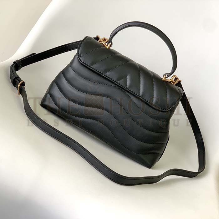L0vis Vvtt0n LV Women Hold Me Top-Handle Bag Black Smooth Cowhide Leather Master Quality