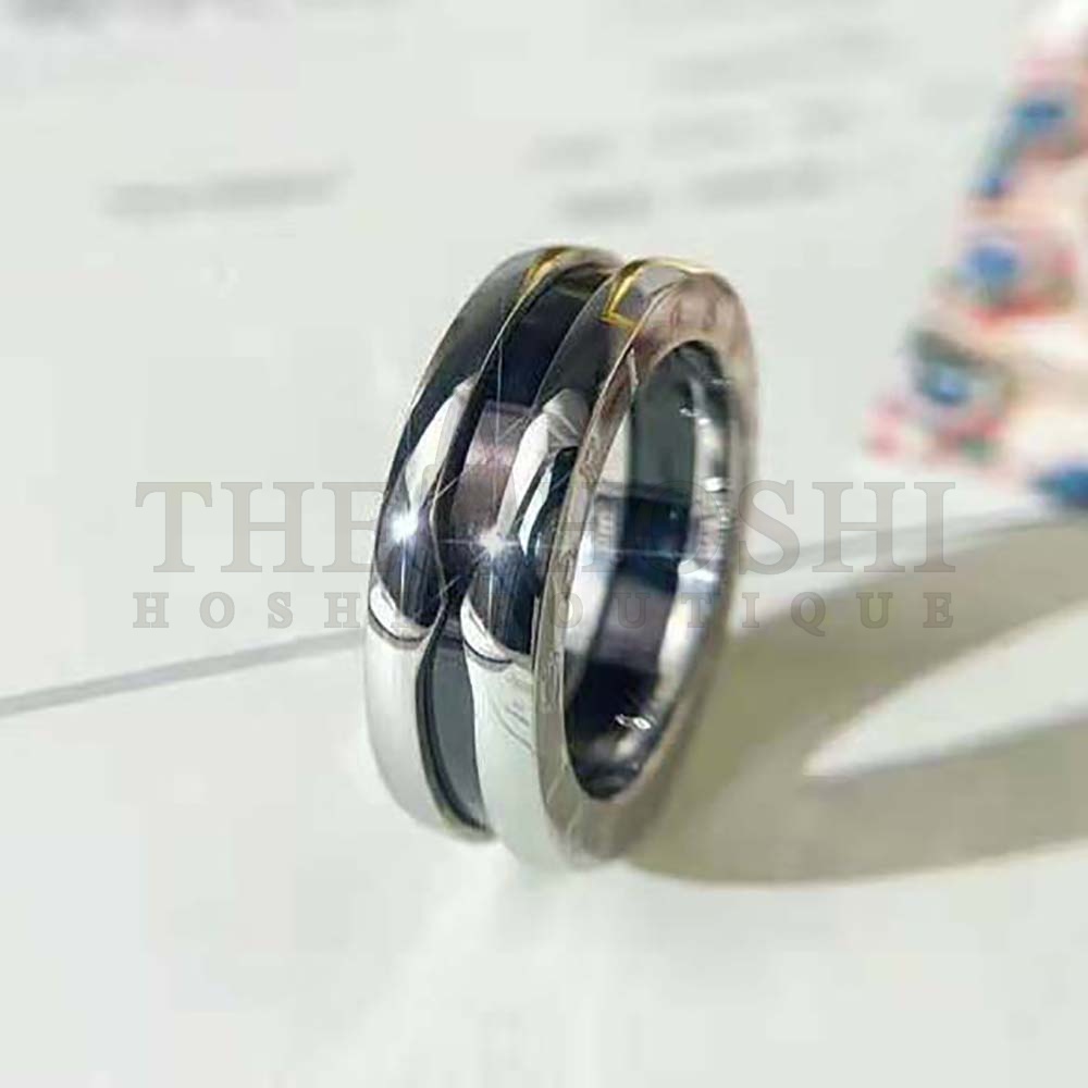 Bv1g*ai Women Save the Children One-band Sterling Silver Ring with Black Ceramic Master Quality