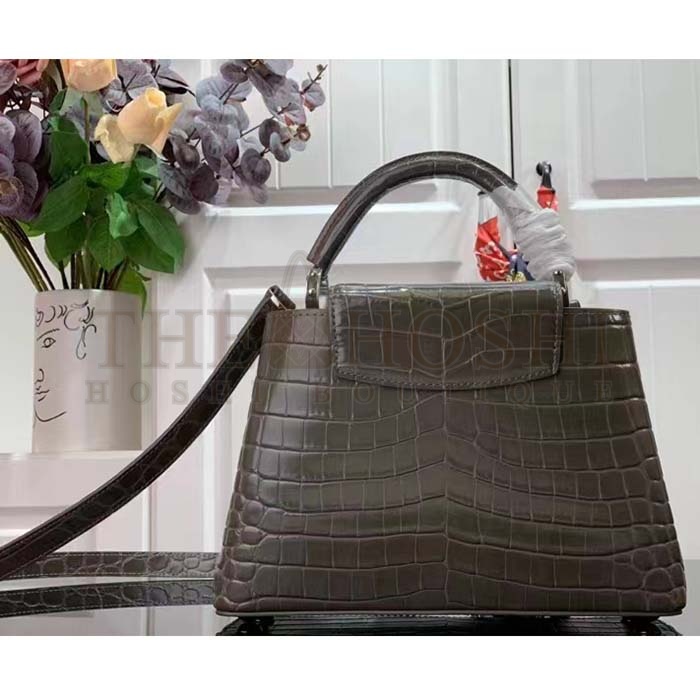 L0vis Vvtt0n LV Women Capucines BB Handbag Grey Crocodilien Brillant Savoir Faire Master Quality