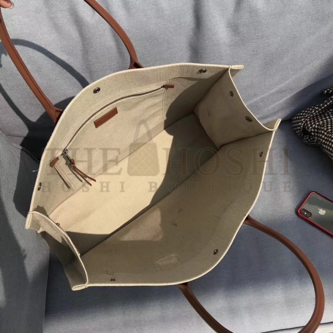 Sa1nt Lau*nt Beige Linen Rive Gauche Tote Bag Master Quality