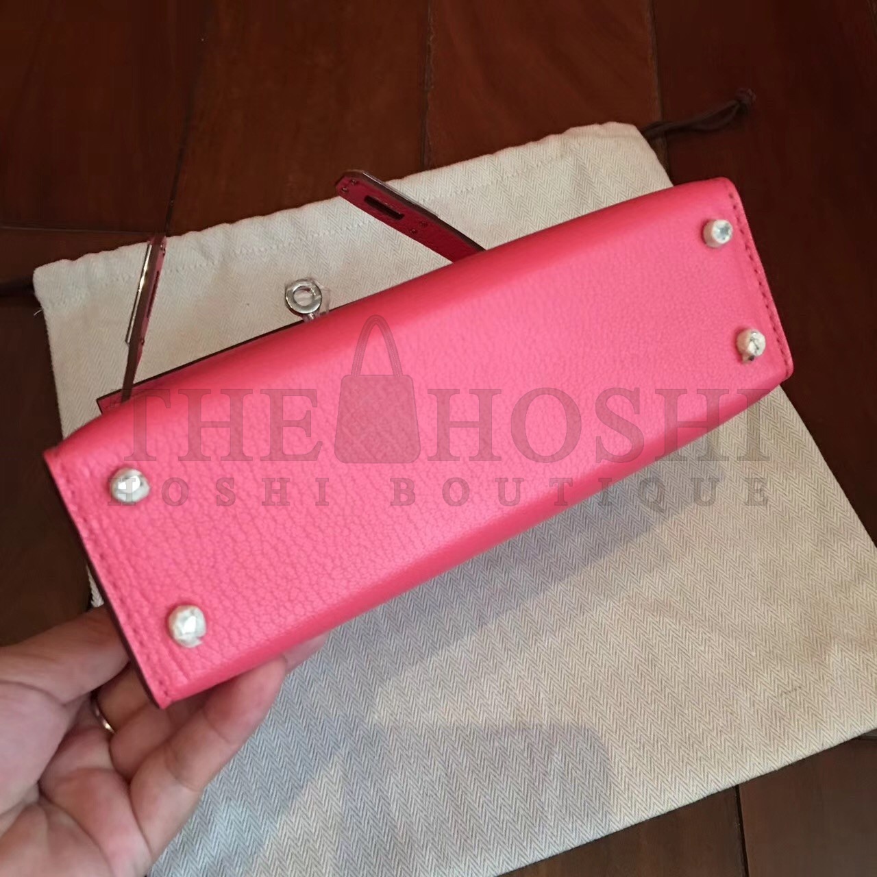 H**me5 Rose Lipstick Chevre Kelly Mini II Handmade Bag Master Quality